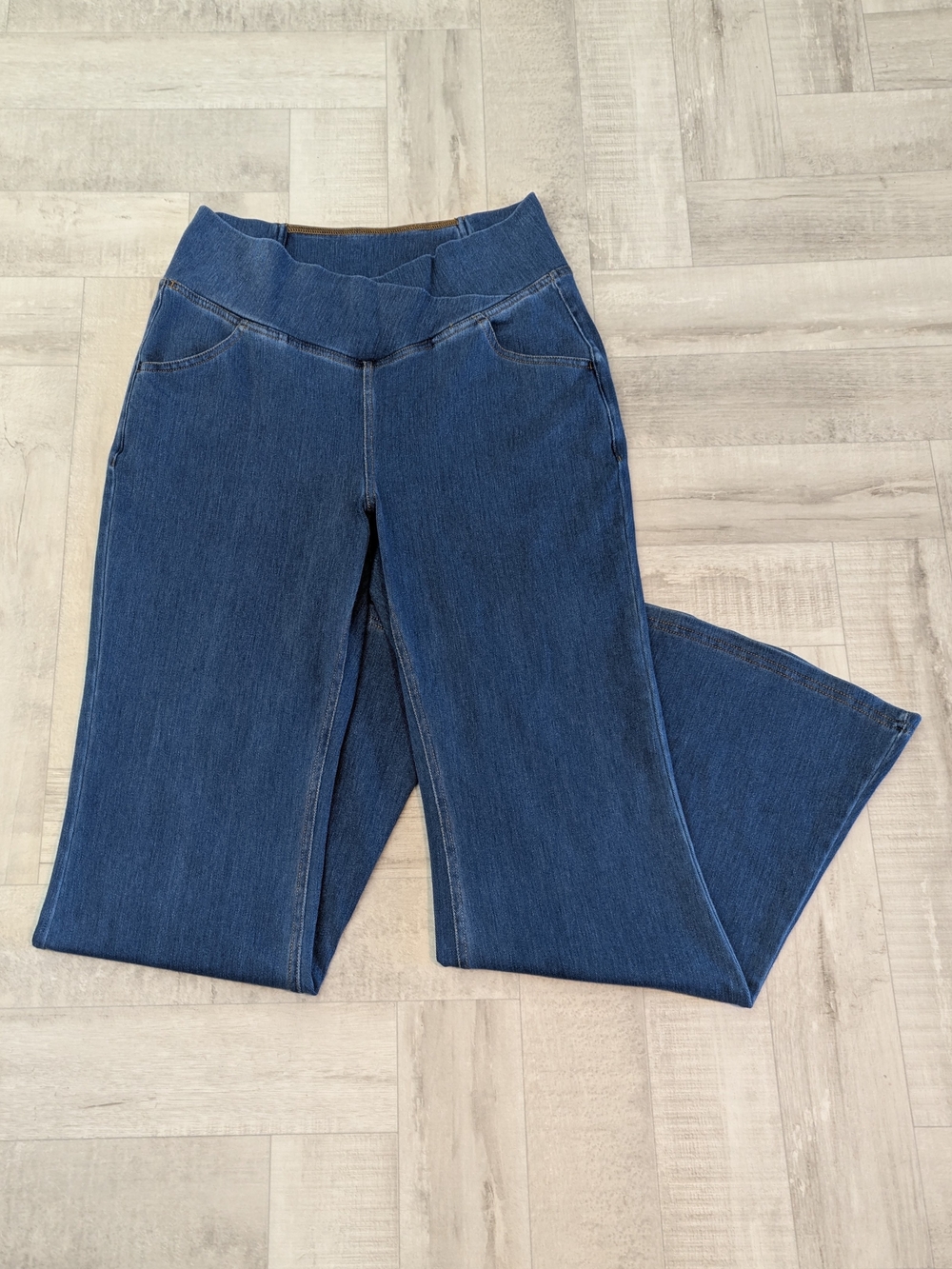 Halara Flex Womens Petite Medium High Waisted Crossover Flare Jeans Comfort Y2K
